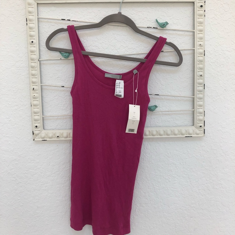 VINCE scoop neck pink tank top